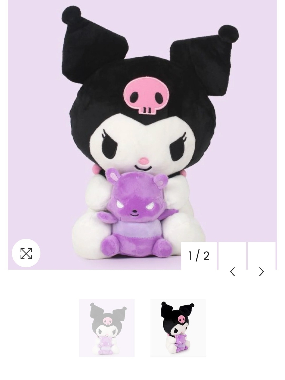 Sanrio Kuromi Plush in Black, White, Pink & Purple
